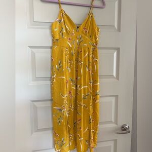 Mustard Yellow Floral Midi Dress